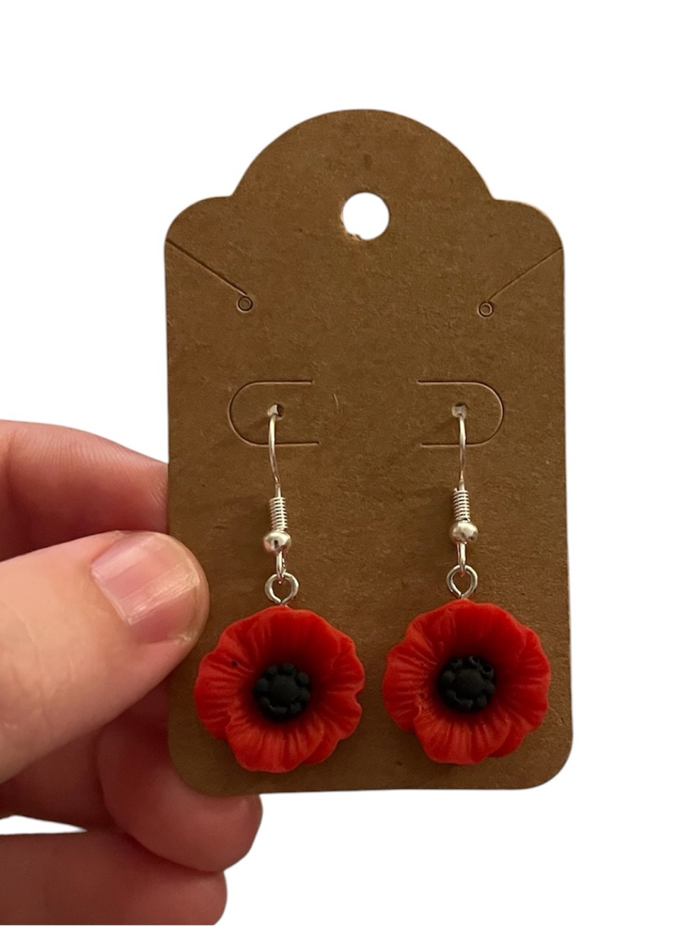 Red Poppy Flower Drop Earrings - Women Jewelry